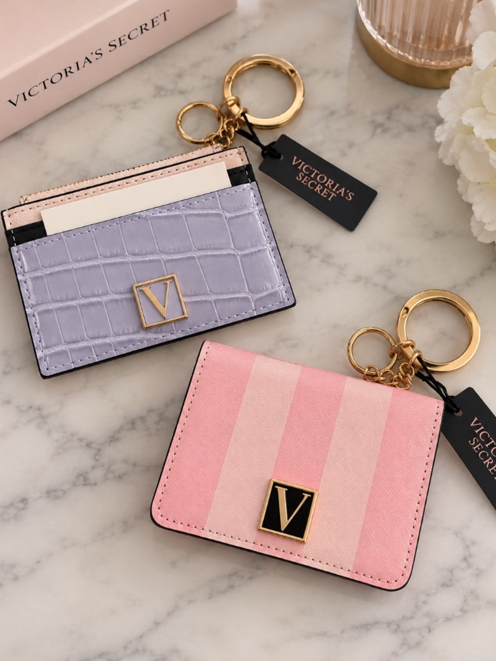 Victoria’s Secret Card Holder Keychains – $10 Each(20$ both) 💕💜